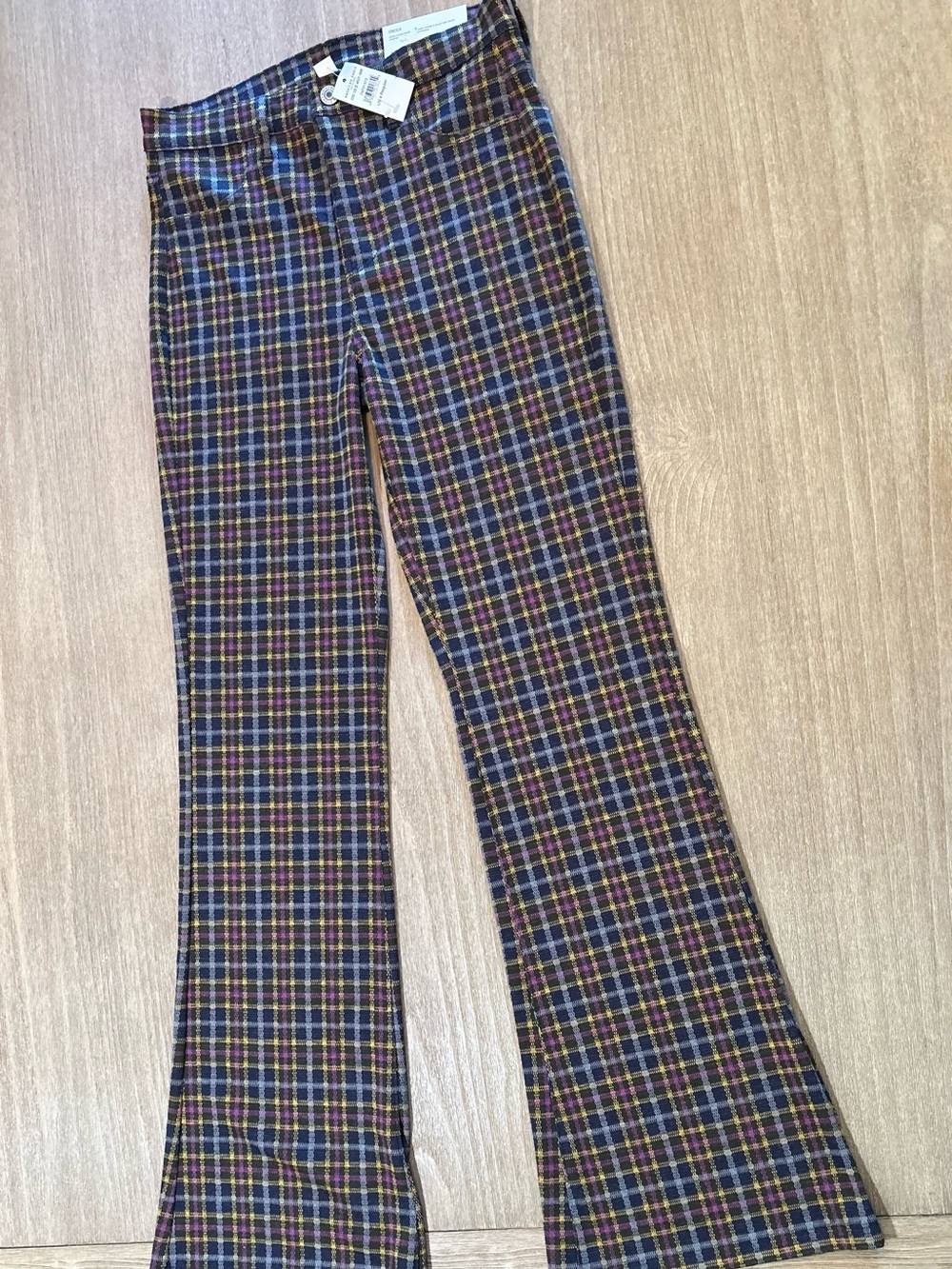 NWT American Eagle Super High Rise Flare Plaid Pants Size 4 27 Y2K